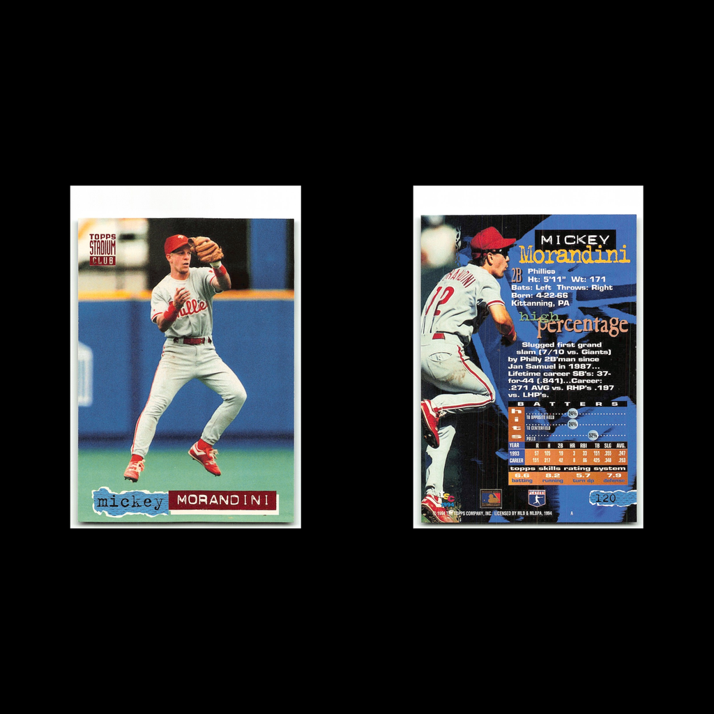 Mickey Morandini #120 1994 Topps Stadium Club Philadelphia Phillies Baseball MLB