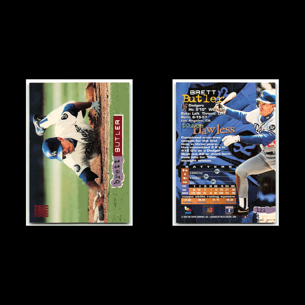 Brett Butler #121 1994 Topps Stadium Club Los Angeles Dodgers Baseball Card MLB