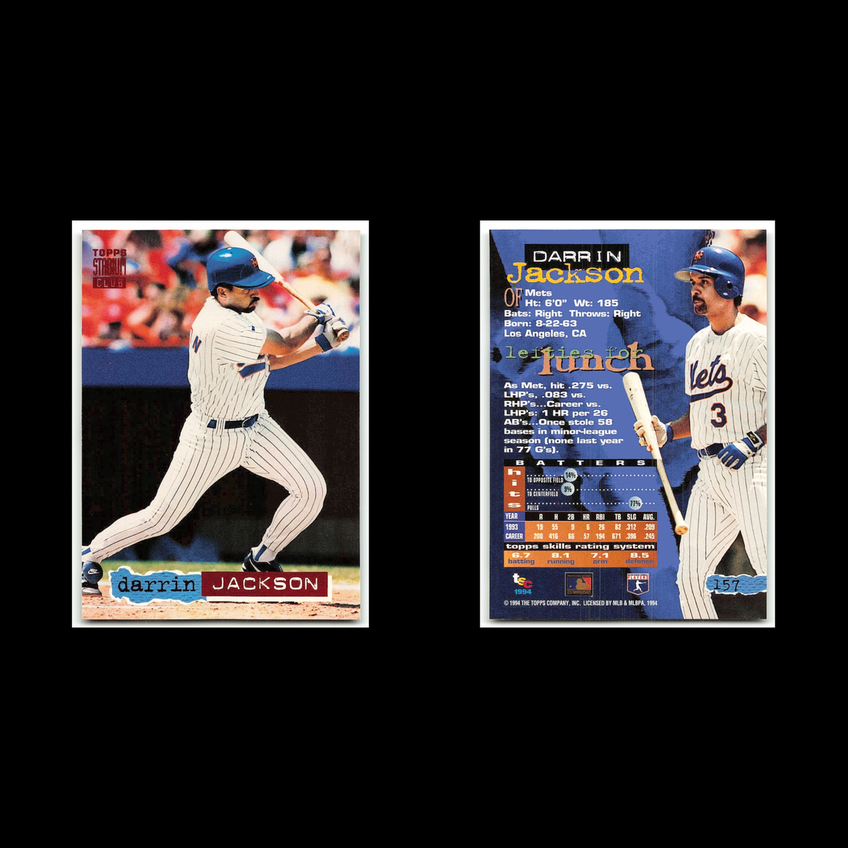 Darrin Jackson #157 1994 Topps Stadium Club New York Mets Baseball Card MLB NM