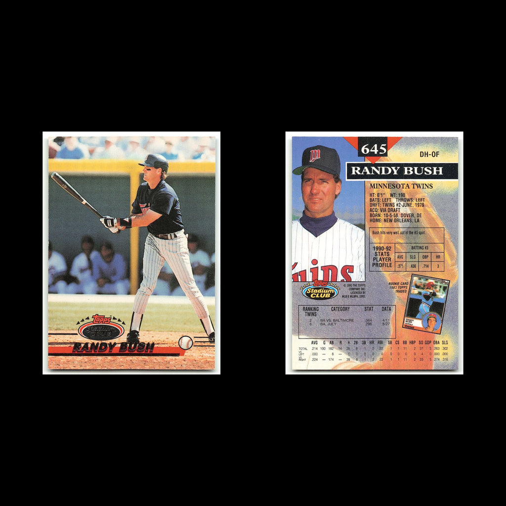 Randy Bush #645 1993 Topps Stadium Club Minnesota Twins Baseball Card MLB NM