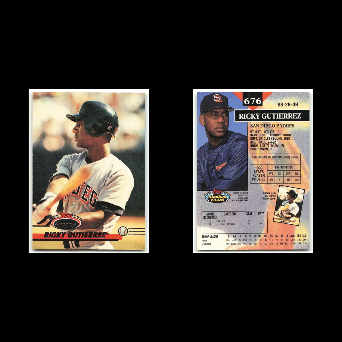 Ricky Gutierrez #676 1993 Topps Stadium Club San Diego Padres Baseball Card MLB