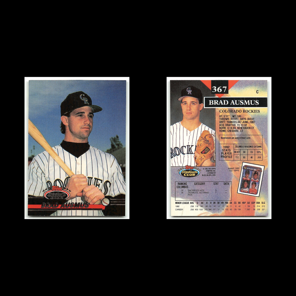 Brad Ausmus #367 1993 Topps Stadium Club Colorado Rockies Baseball Card MLB NM