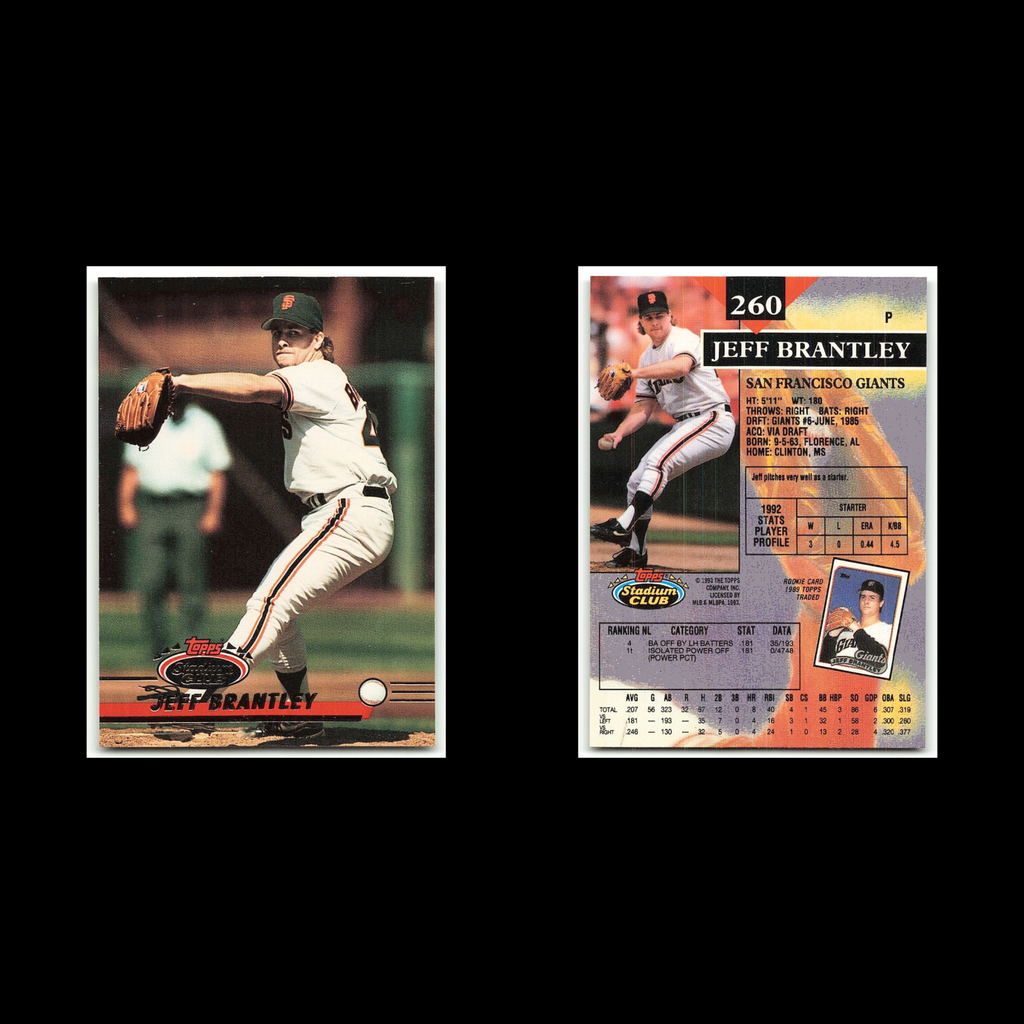 Jeff Brantley #260 1993 Topps Stadium Club San Francisco Giants Baseball Card NM