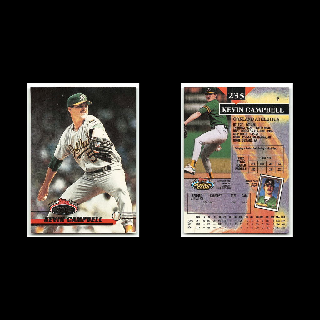 Kevin Campbell #235 1993 Topps Stadium Club Oakland Athletics Baseball Card MLB