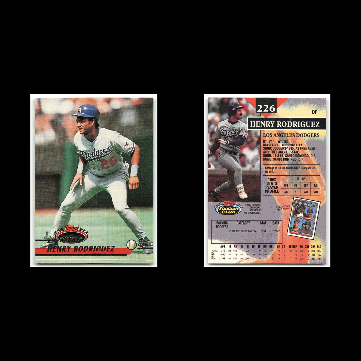 Henry Rodriguez #226 1993 Topps Stadium Club Los Angeles Dodgers Baseball Card