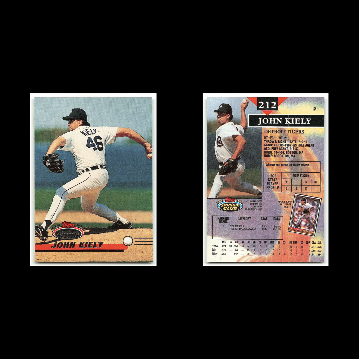 John Kiely #212 1993 Topps Stadium Club Detroit Tigers Baseball Card MLB NM