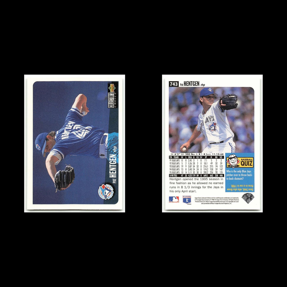 Pat Hentgen #743 1996 Collectors Choice Toronto Blue Jays Baseball Card MLB NM