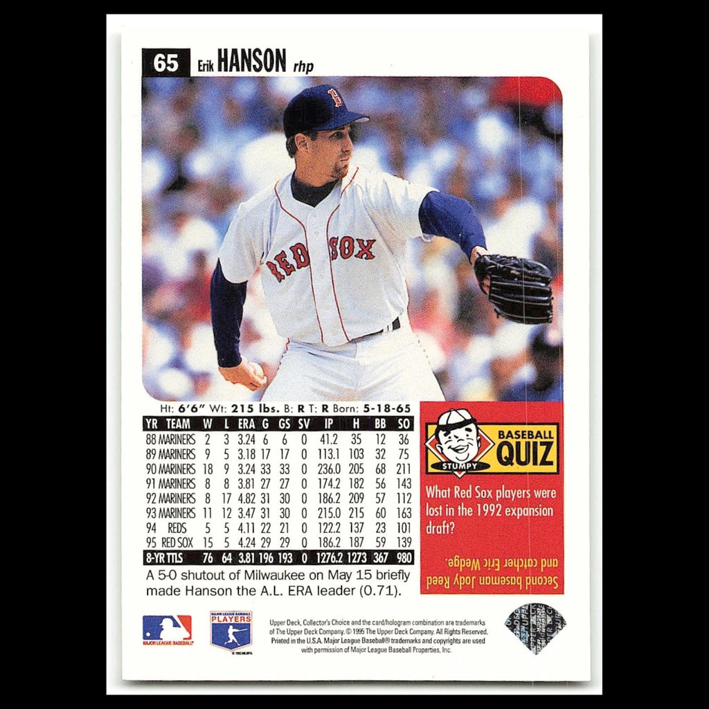 Erik Hanson #65 1996 Collectors Choice Boston Red Sox Baseball Card MLB NM