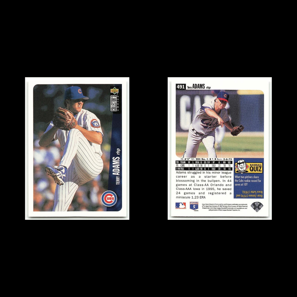 Terry Adams #491 1996 Collectors Choice Chicago Cubs Baseball Card MLB NM
