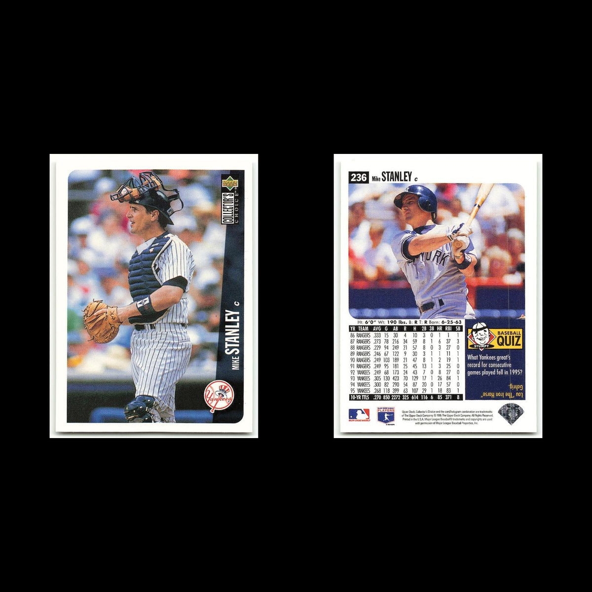 Mike Stanley #236 1996 Collectors Choice New York Yankees Baseball Card MLB NM