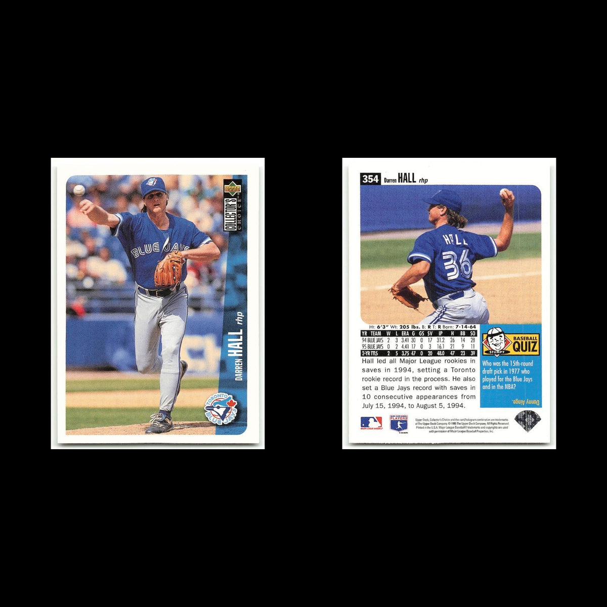 Darren Hall #354 1996 Collectors Choice Toronto Blue Jays Baseball Card MLB NM