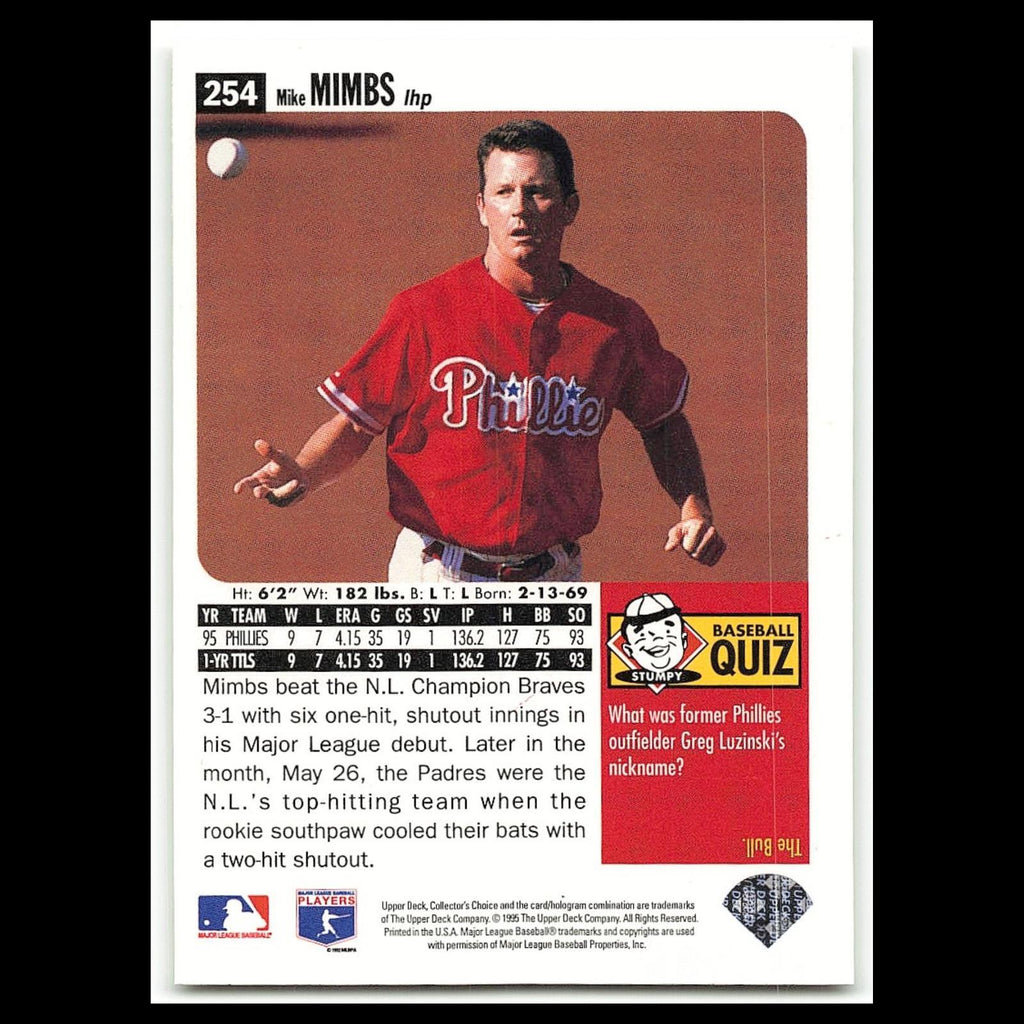 Mike Mimbs #254 1996 Collectors Choice Philadelphia Phillies Baseball Card MLB