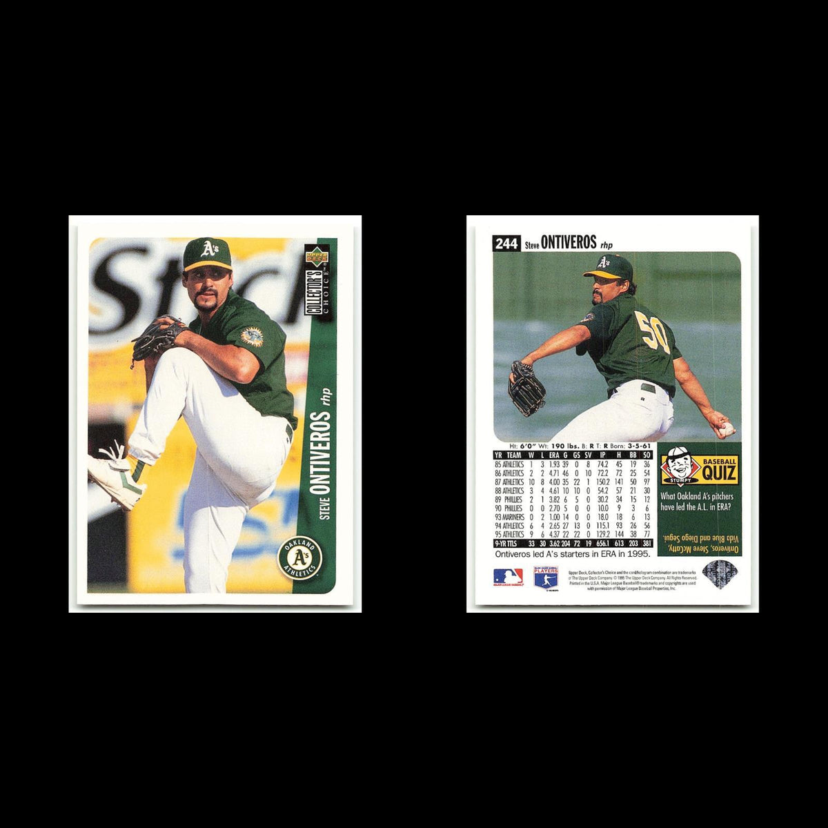 Steve Ontiveros #244 1996 Collectors Choice Oakland Athletics Baseball Card MLB