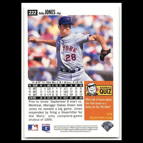 Bobby Jones #222 1996 Collectors Choice New York Mets Baseball Card MLB NM