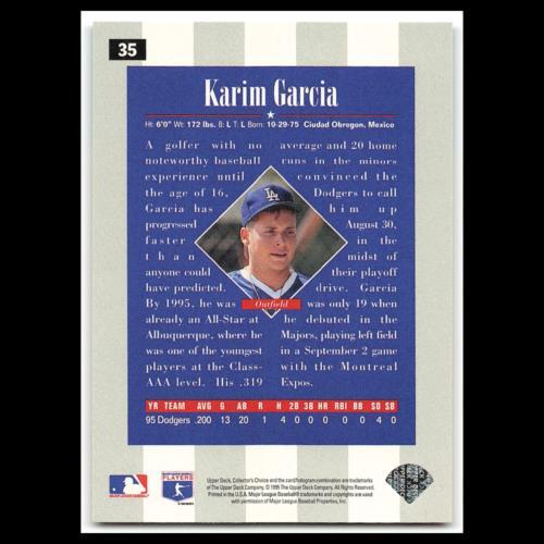 Karim Garcia Rookie #35 1996 Collectors Choice Los Angeles Dodgers Baseball Card