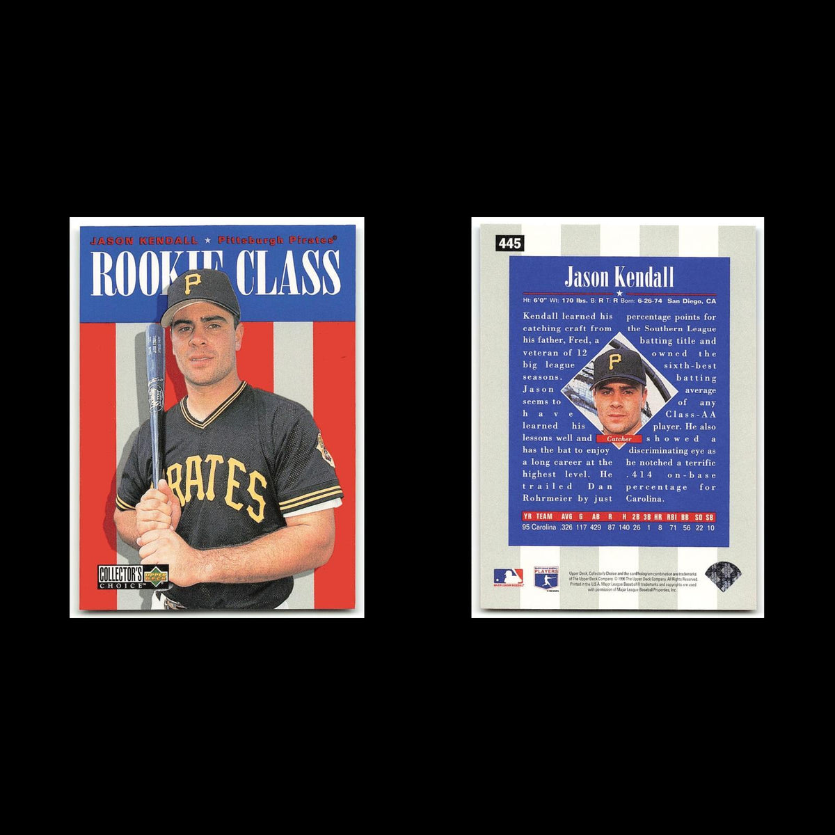 Jason Kendall Rookie #445 1996 Collectors Choice Pittsburgh Pirates Baseball MLB