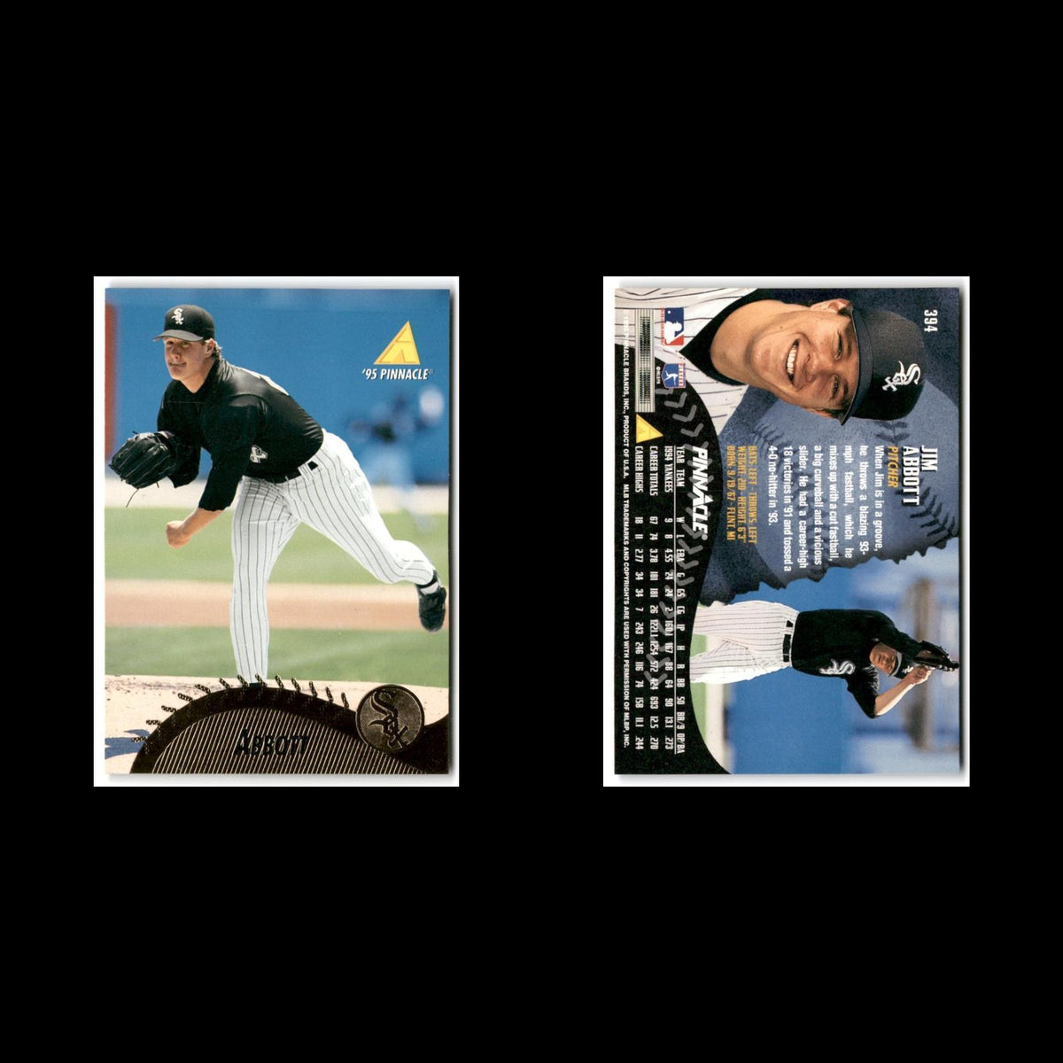 Jim Abbott #394 1995 Pinnacle California Angels Baseball Card MLB NM