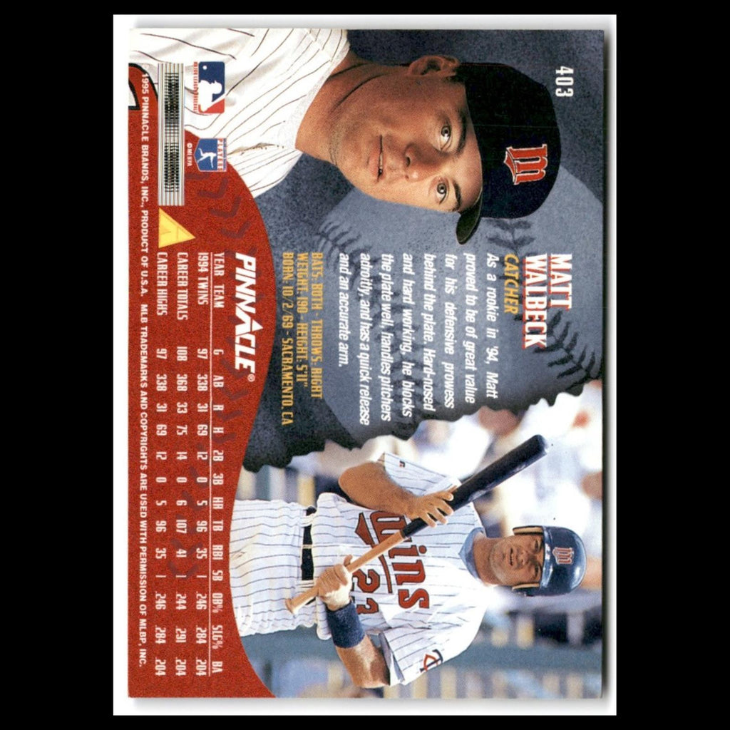 Matt Walbeck #403 1995 Pinnacle Minnesota Twins Baseball Card MLB NM