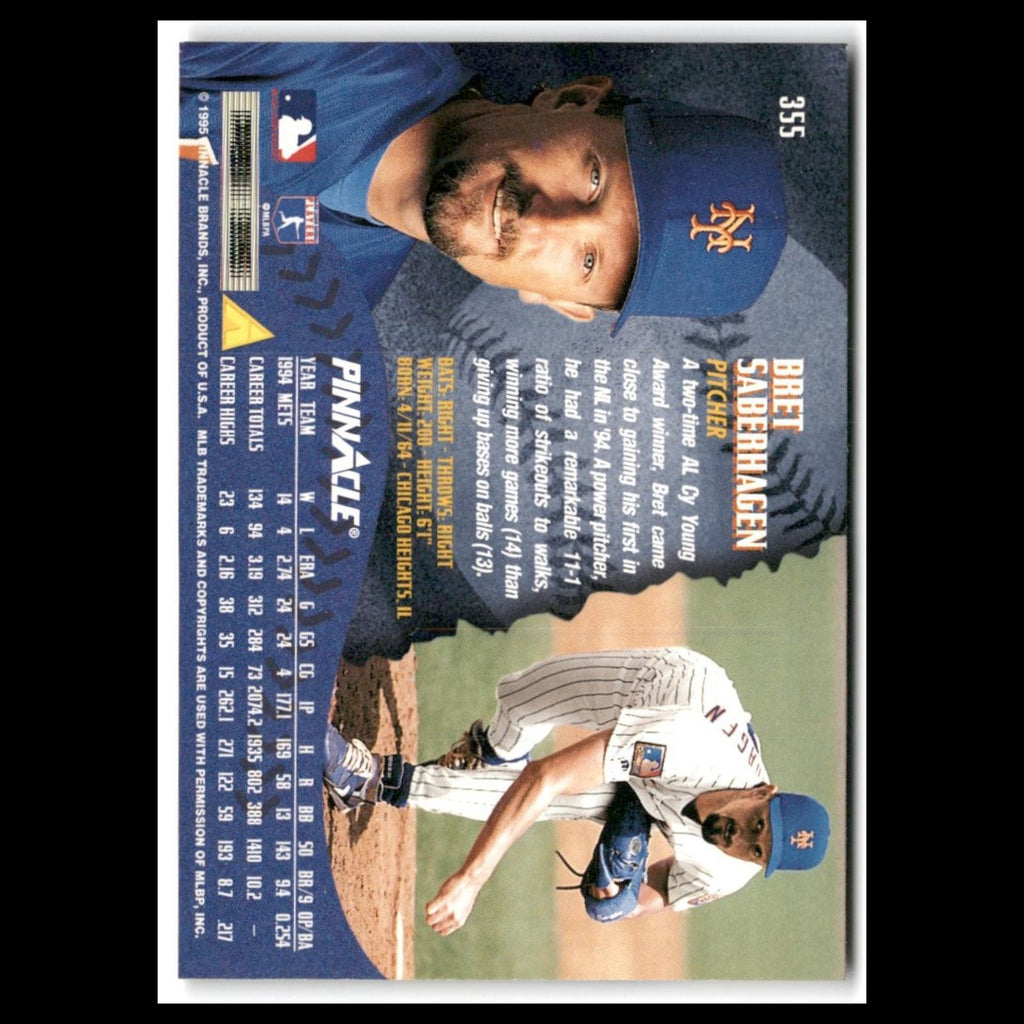 Bret Saberhagen #355 1995 Pinnacle New York Mets Baseball Card MLB NM