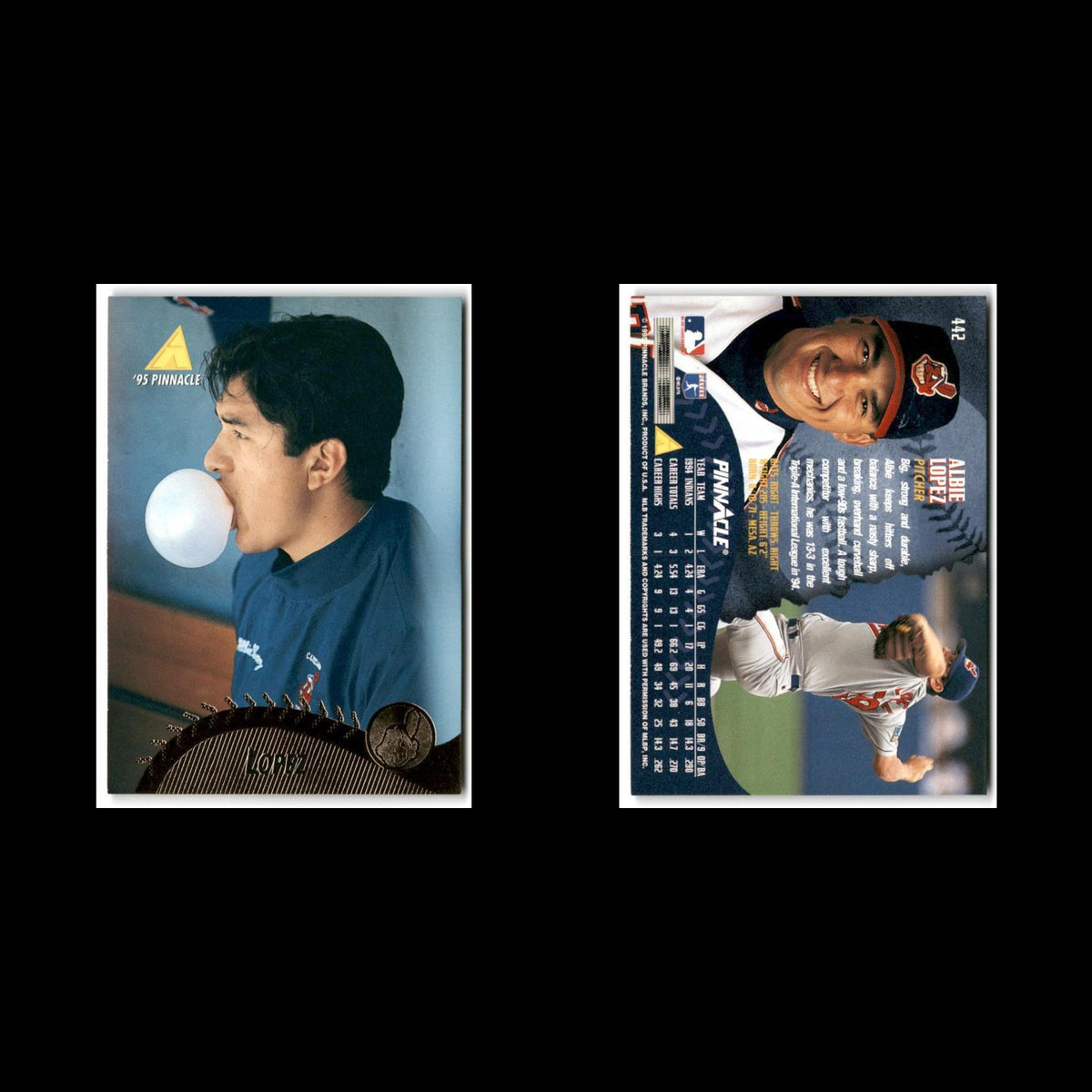 ALbie Lopez #442 1995 Pinnacle Cleveland Indians Baseball Card MLB NM