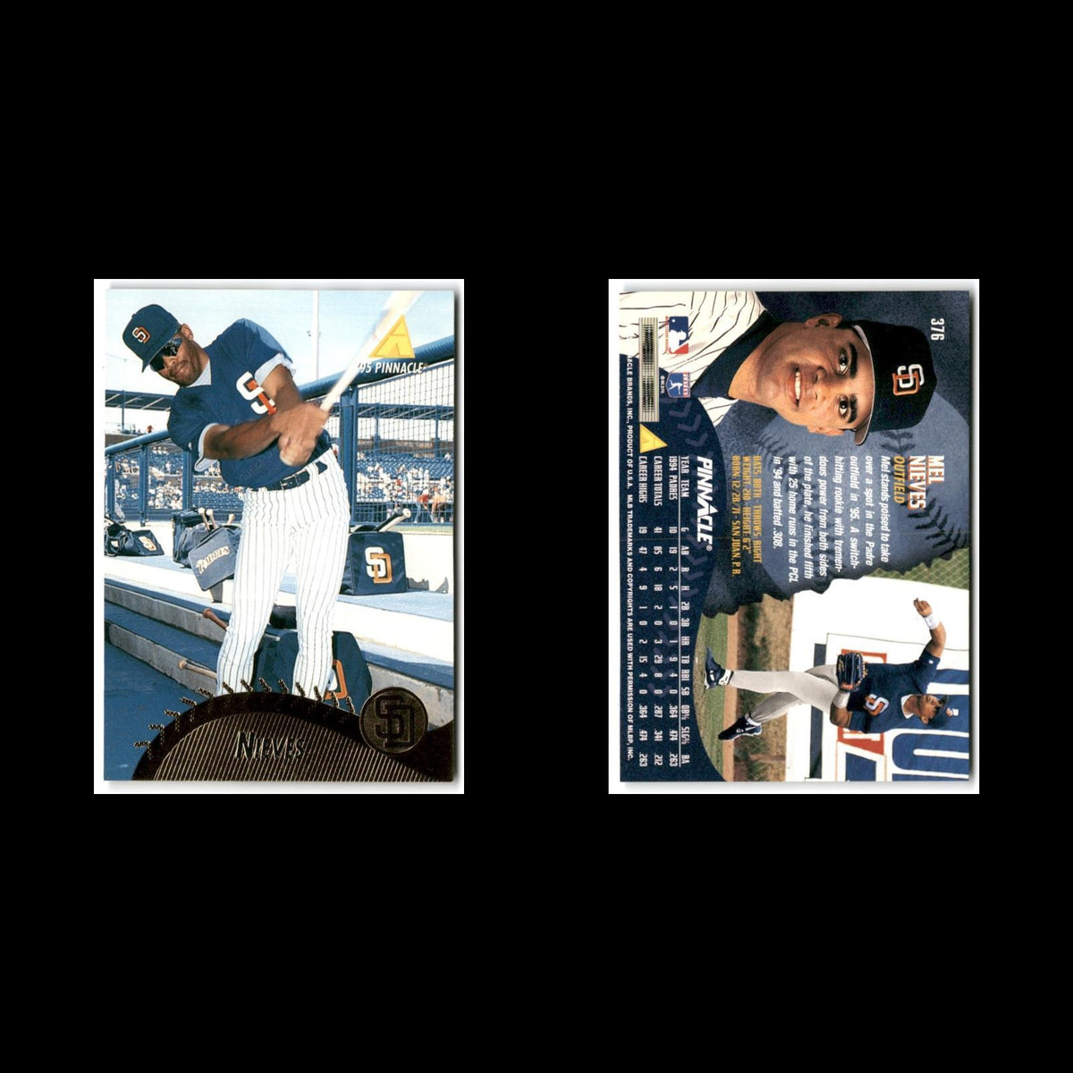 Mel Nieves #376 1995 Pinnacle San Diego Padres Baseball Card MLB NM