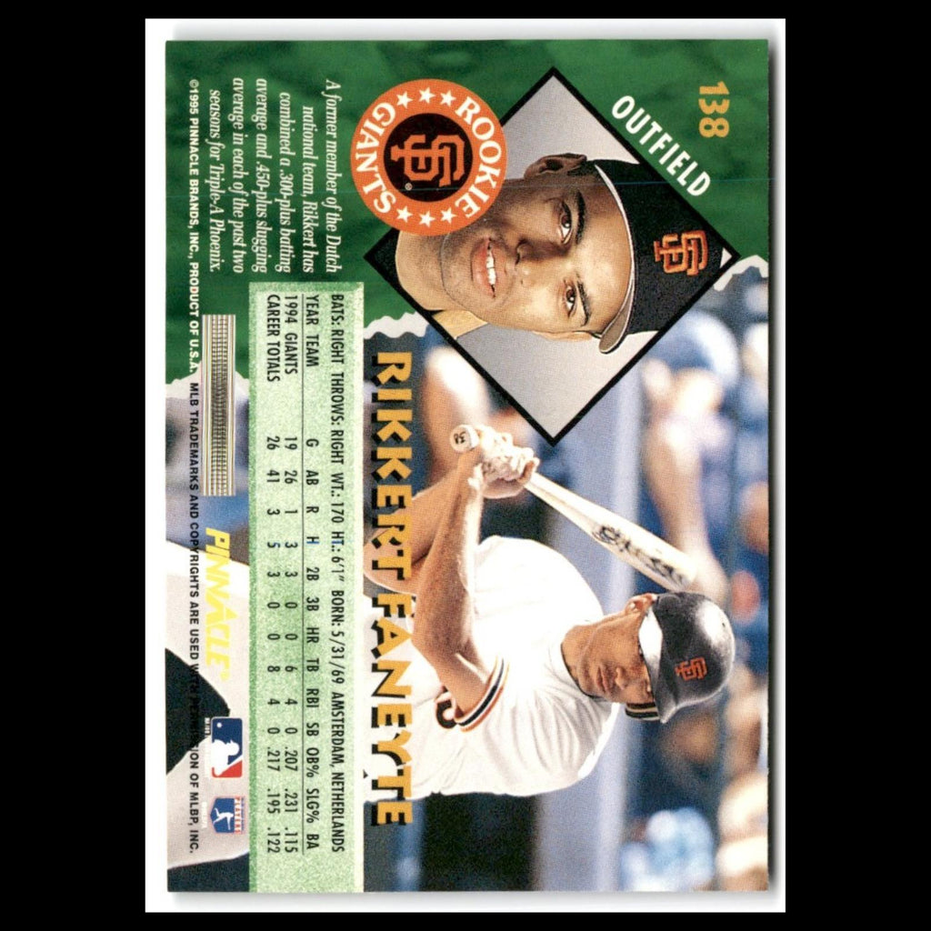 Rikkert Faneyte Rookie #138 1995 Pinnacle San Francisco Giants Baseball Card MLB