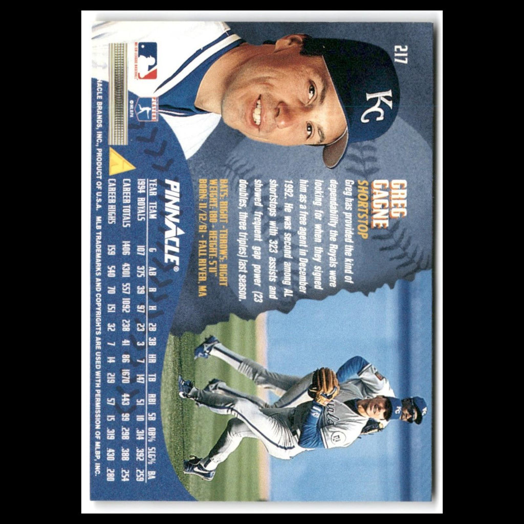 Greg Gagne #217 1995 Pinnacle Kansas City Royals Baseball Card MLB NM