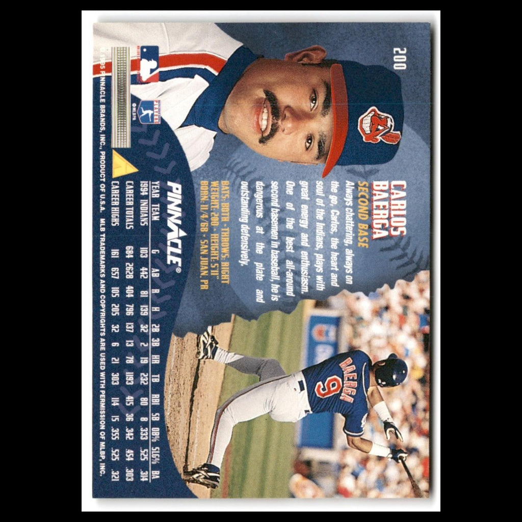 Carlos Baerga #200 1995 Pinnacle Cleveland Indians Baseball Card MLB NM