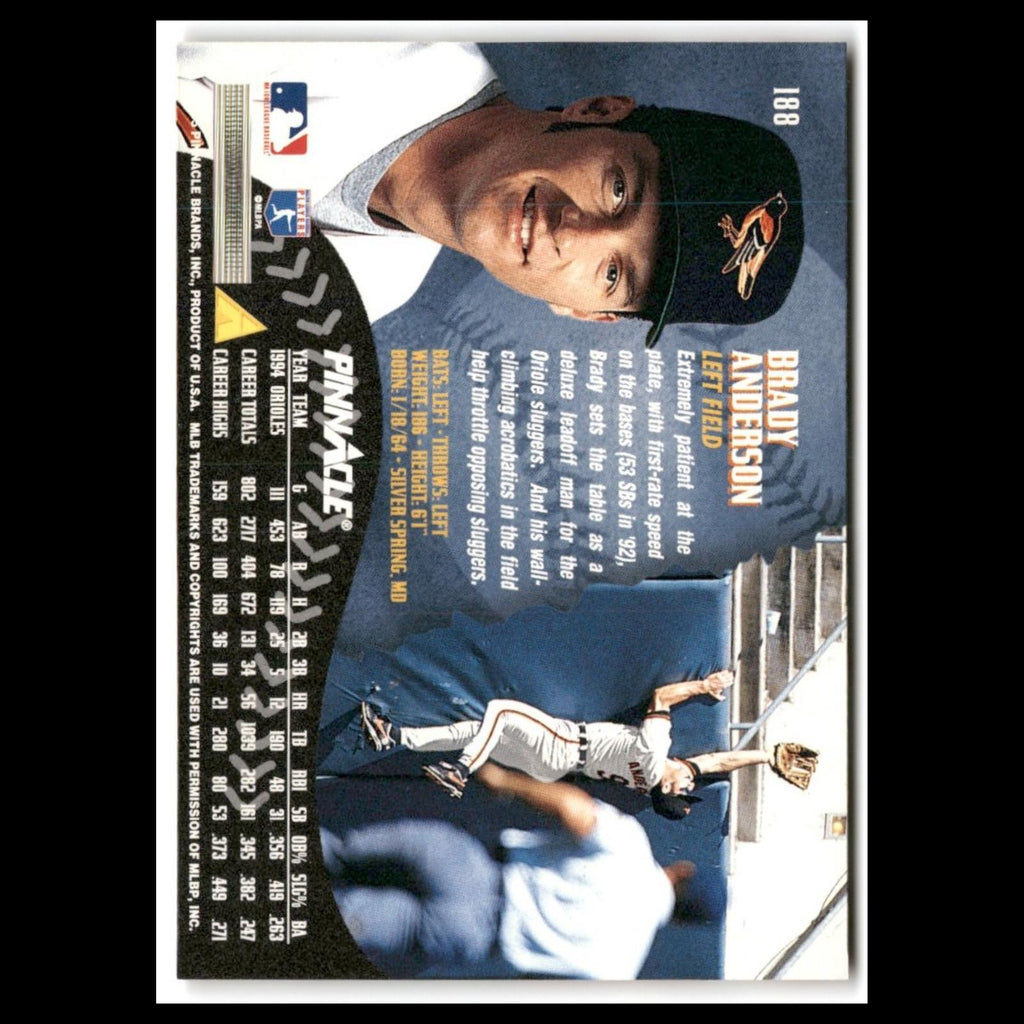 Brady Anderson #188 1995 Pinnacle Baltimore Orioles Baseball Card MLB NM