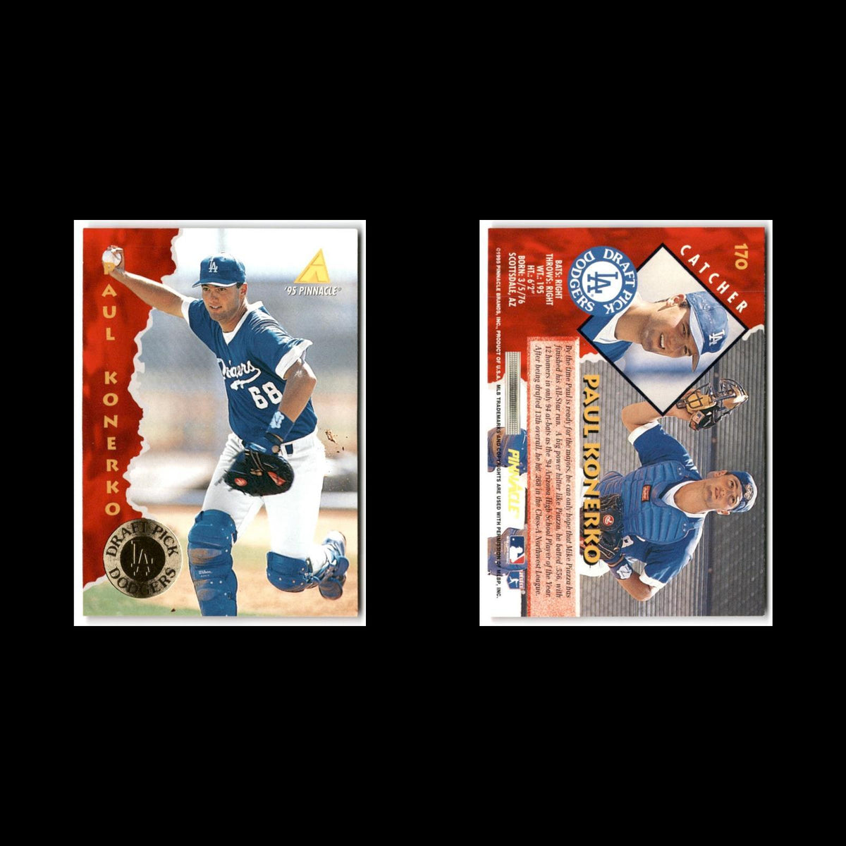 Paul Konerko Rookie #170 1995 Pinnacle Los Angeles Dodgers Baseball Card MLB NM