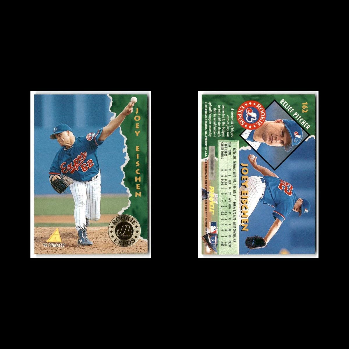 Joey Eischen Rookie #162 1995 Pinnacle Montreal Expos Baseball Card MLB NM
