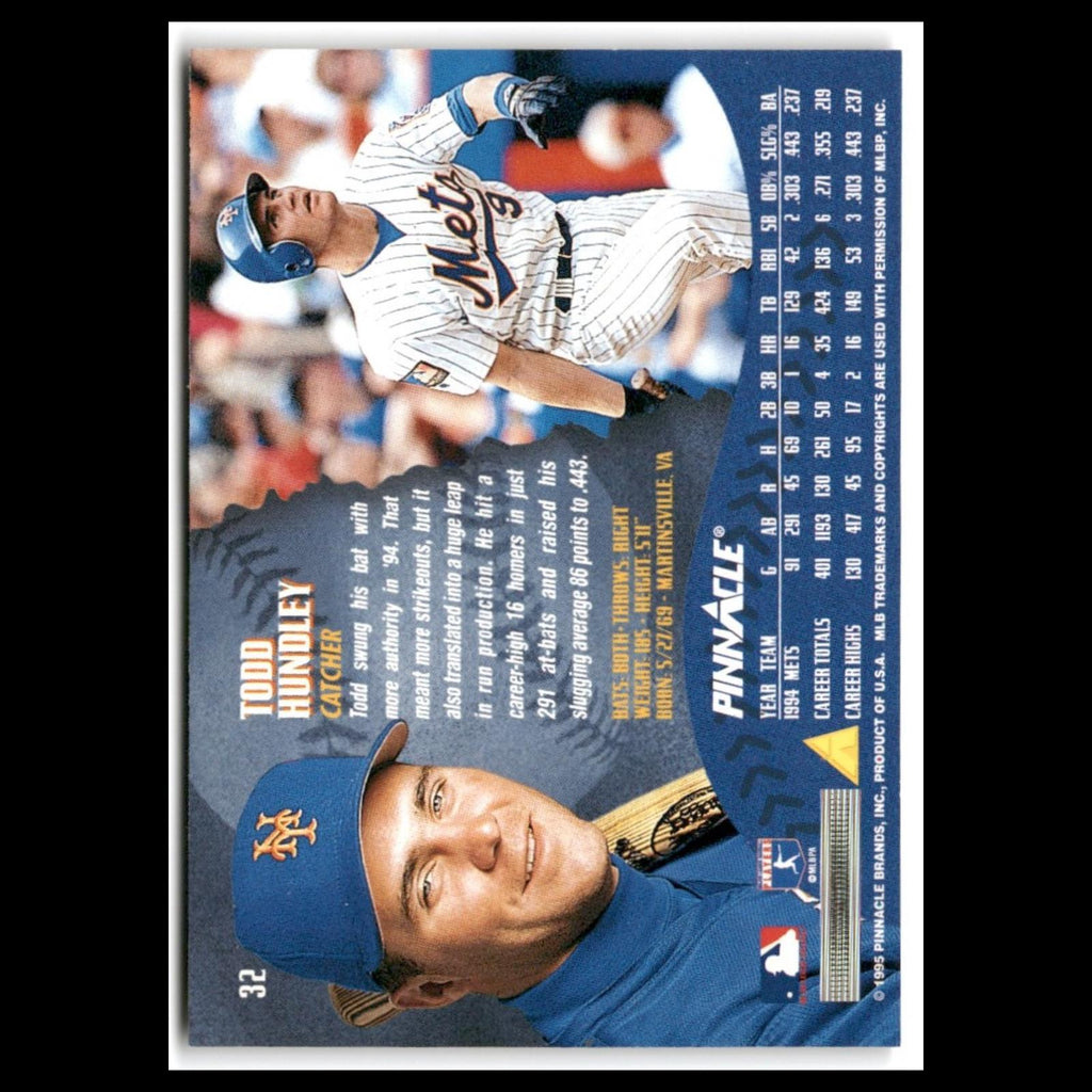 Todd Hundley #32 1995 Pinnacle New York Mets Baseball Card MLB NM