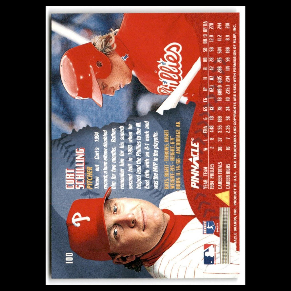 Curt Schilling #100 1995 Pinnacle Philadelphia Phillies Baseball Card MLB NM