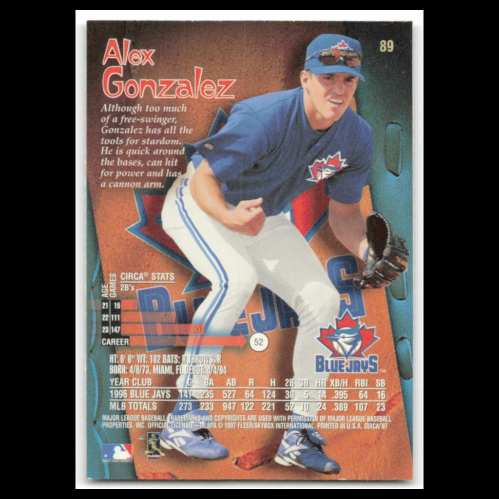 Alex Gonzalez #89 1997 Circa Toronto Blue Jays Baseball Card MLB NM