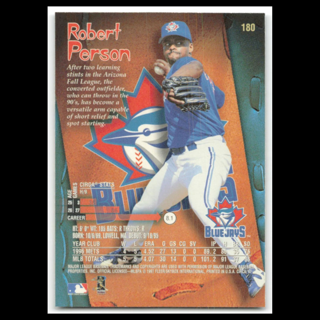 Robert Person #180 1997 Circa Toronto Blue Jays Baseball Card MLB NM