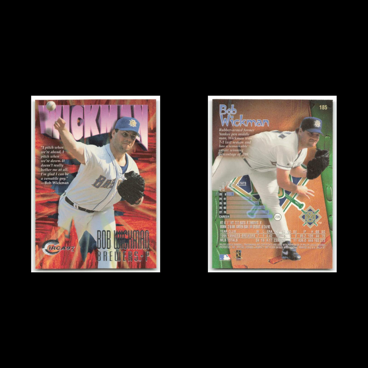 Bob Wickman #185 1997 Circa Milwaukee Brewers Baseball Card MLB NM