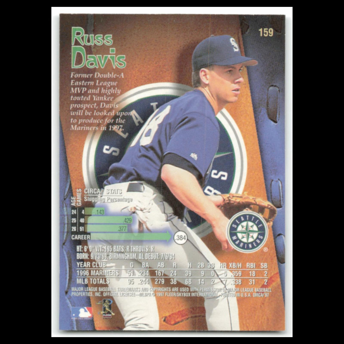 Russ Davis #159 1997 Circa Seattle Mariners Baseball Card MLB NM