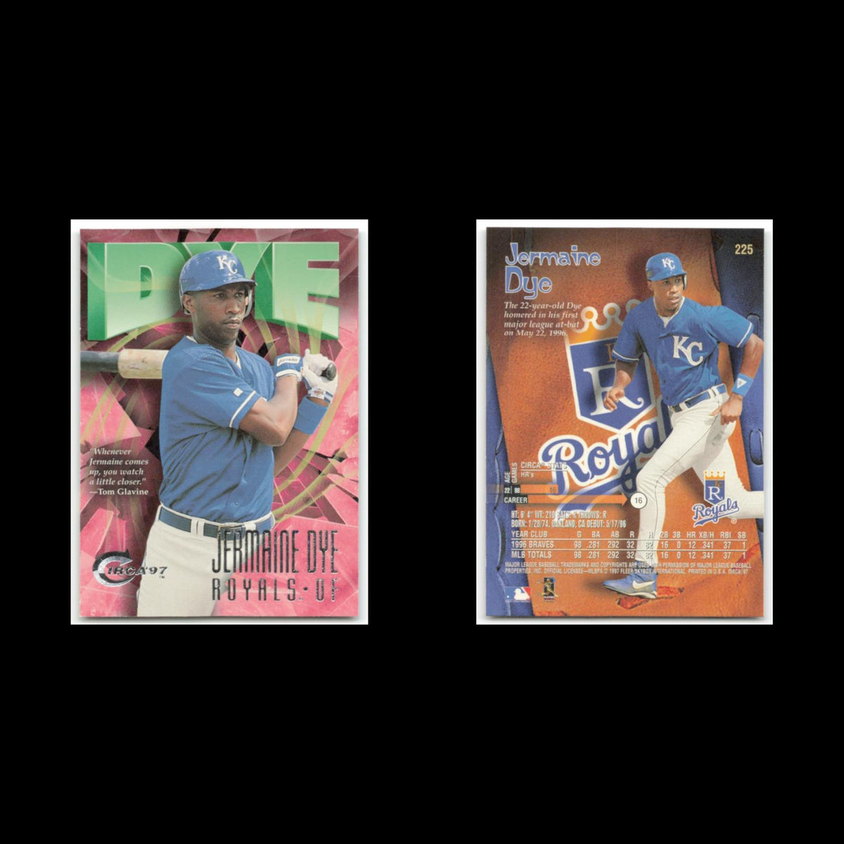 Jermaine Dye #225 1997 Circa Kansas City Royals Baseball Card MLB NM
