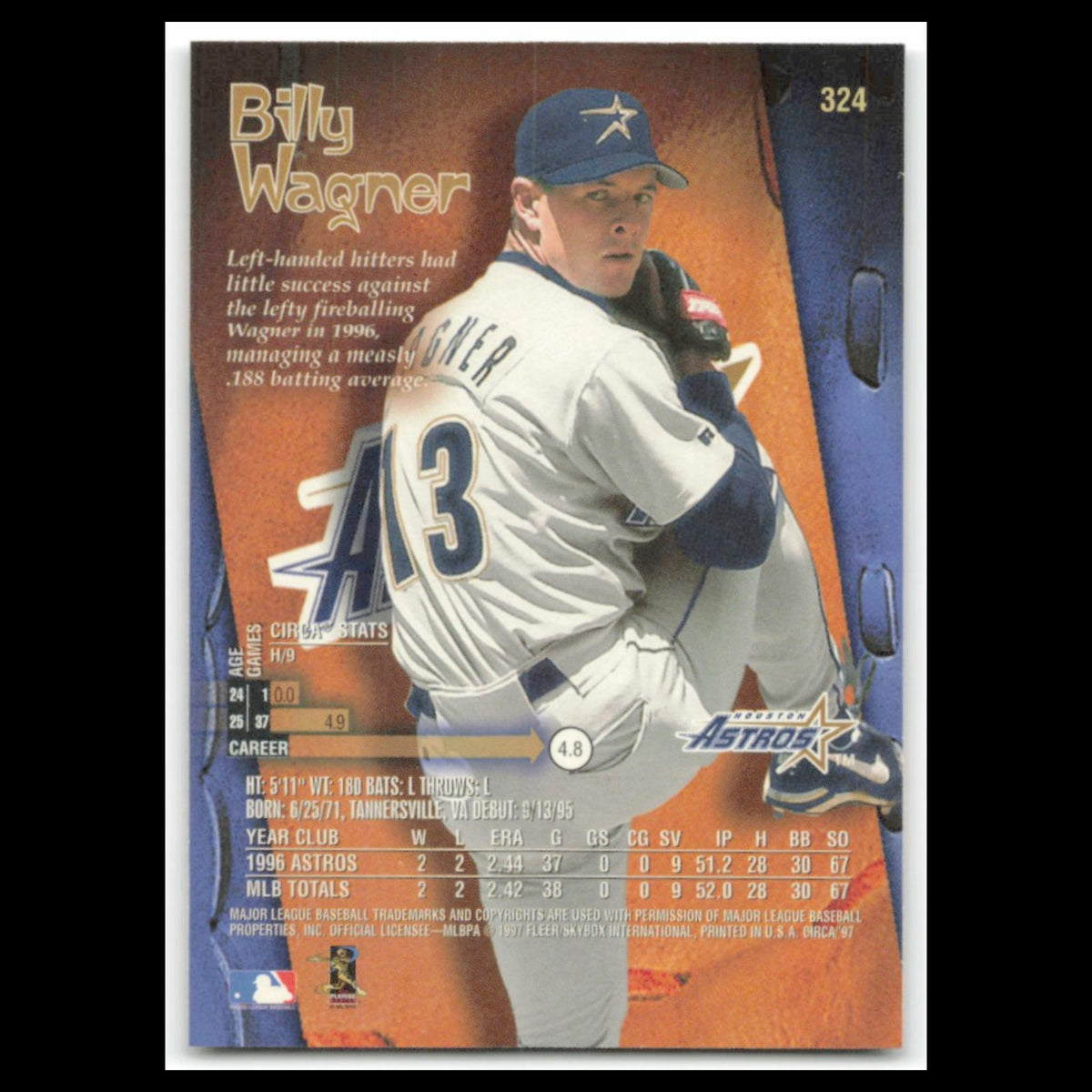 Billy Wagner #324 1997 Circa Houston Astros Baseball Card MLB NM
