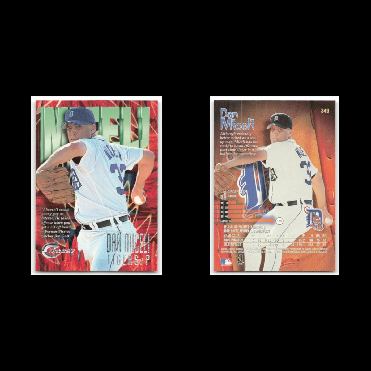 Dan Miceli #349 1997 Circa Detroit Tigers Baseball Card MLB NM