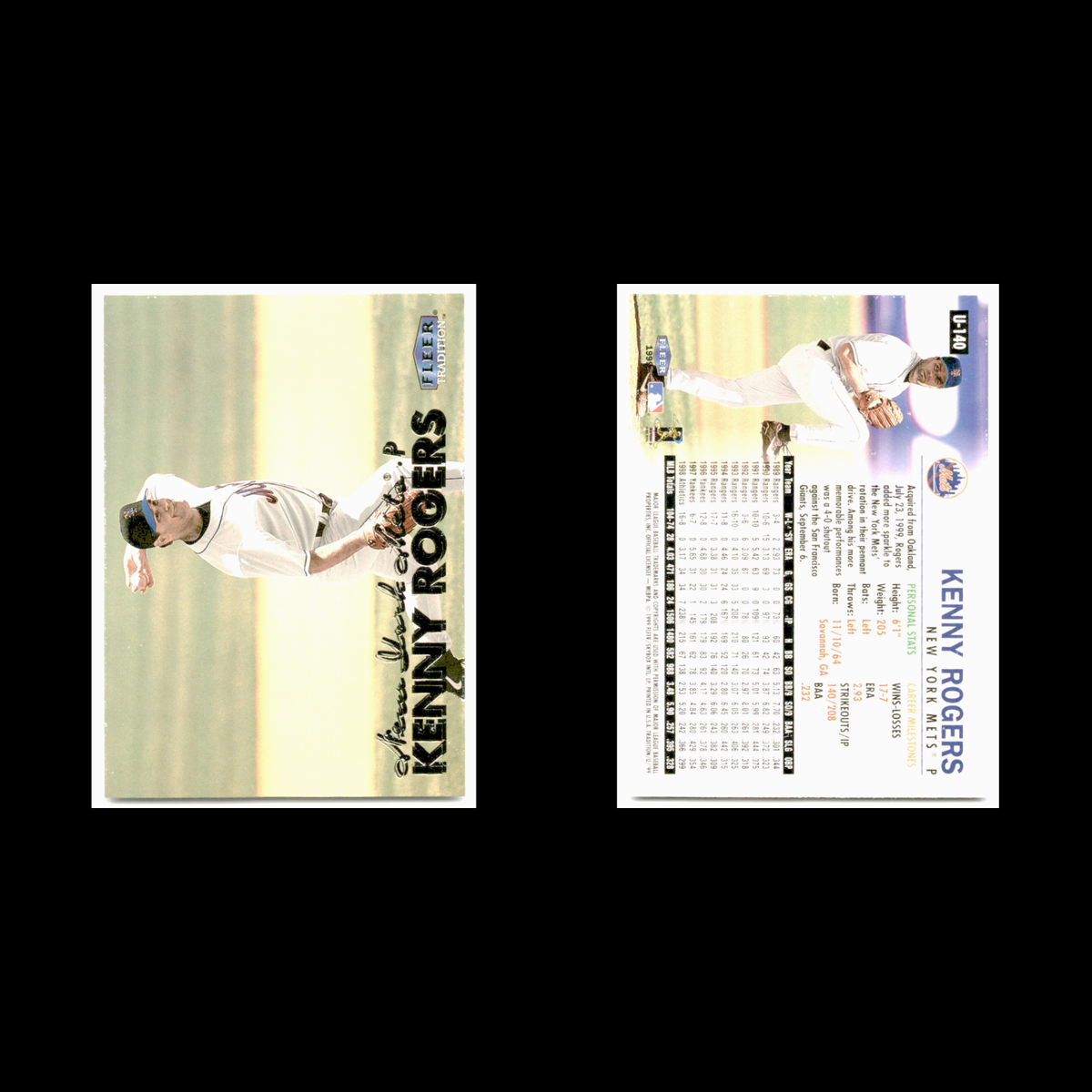 Kenny Rogers #U-140 1999 Fleer Tradition Update New York Mets Baseball Card MLB