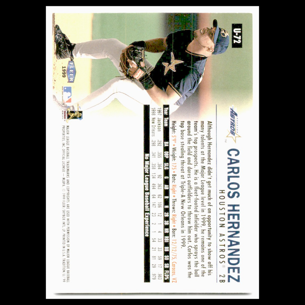 Carlos Hernandez Rookie #U-72 1999 Fleer Tradition Update Houston Astros Card NM