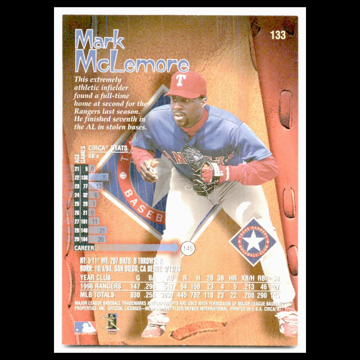 Mark McLemore #133 1997 Circa Texas Rangers Baseball Card MLB NM