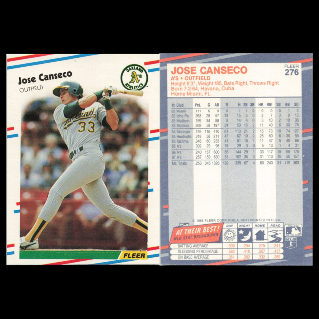 Jose Canseco Lot 5 Baseball Cards Fleer Oakland Athletics Set Collection NM