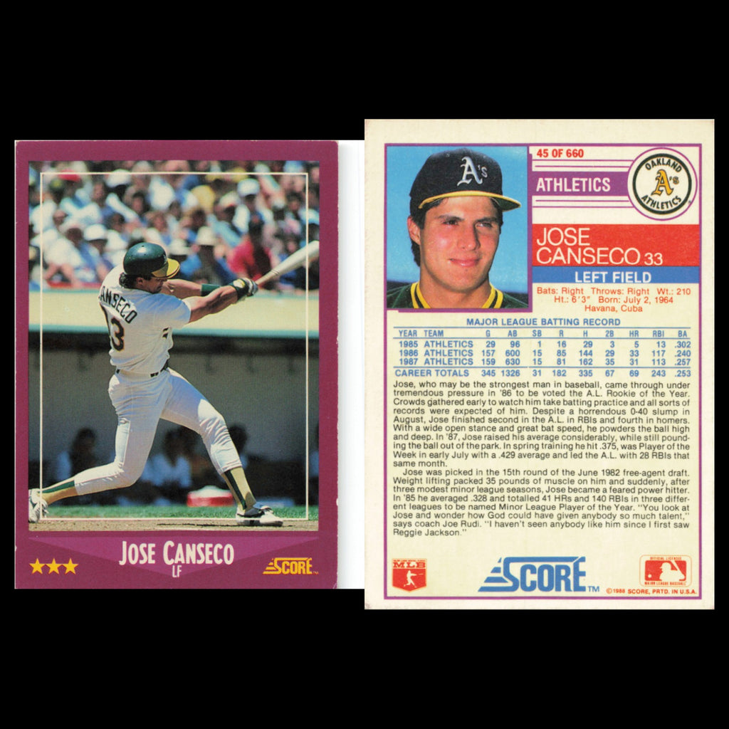Jose Canseco Lot 5 Baseball Cards Oakland Athletics Set Collection NM