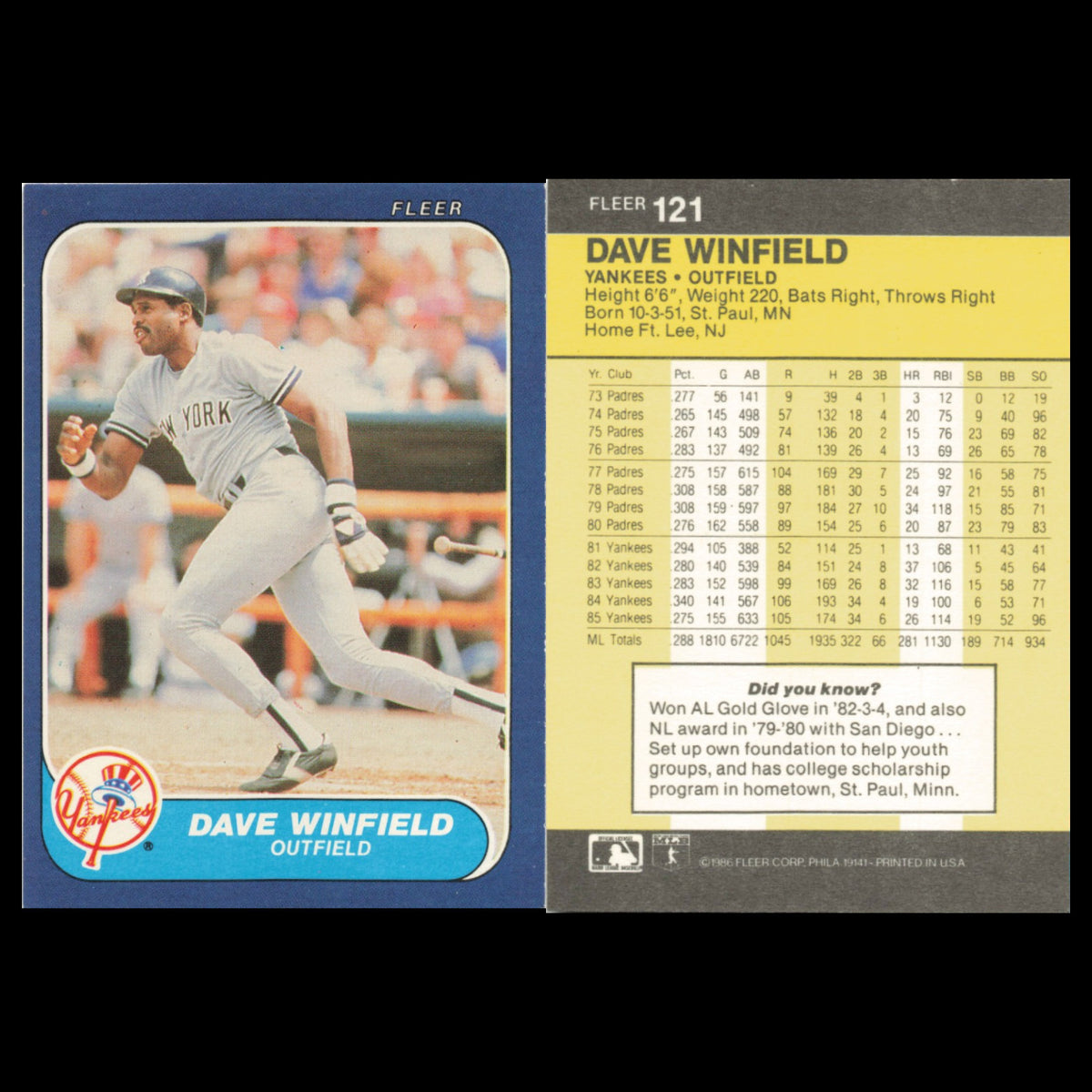 Dave Winfield Lot 5 Baseball Cards 1984 Topps Nestle New York Yankees Set MLB NM