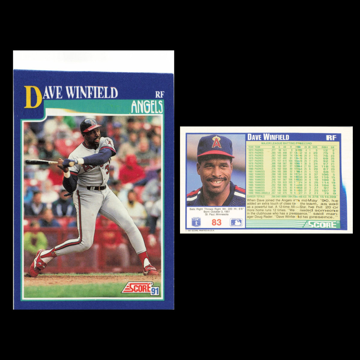 Dave Winfield Lot 5 Baseball Cards 1987 Fleer New York Yankees Set Collection NM