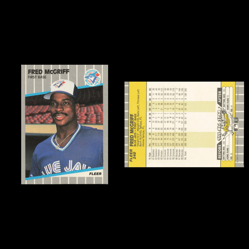 Fred McGriff Lot 9 Baseball Cards inc  1987 Donruss The Rookies Blue Jays Set