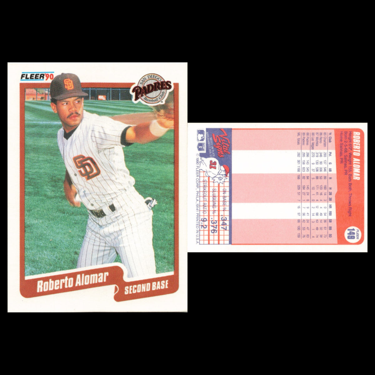 Roberto Alomar Lot 5 Baseball Cards 1990 Score San Diego Padres Set Collection