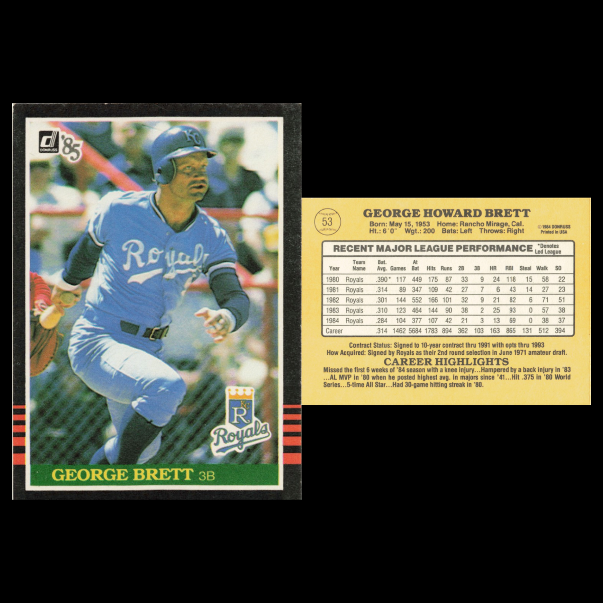 George Brett Lot 6 Baseball Cards Topps Kansas City Royals Set Collection